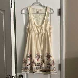 Cotton mini dress with lace top.  Size L